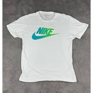 Nike The Nike Tee Shirt Mens Medium White Green Blue Swoosh Logo Graphic